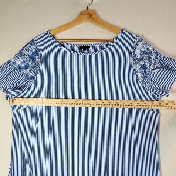 Talbots Womens XL Blue White Seersucker Short Sleeve Shift Dress NWT Knee Length - Picture 10 of 12